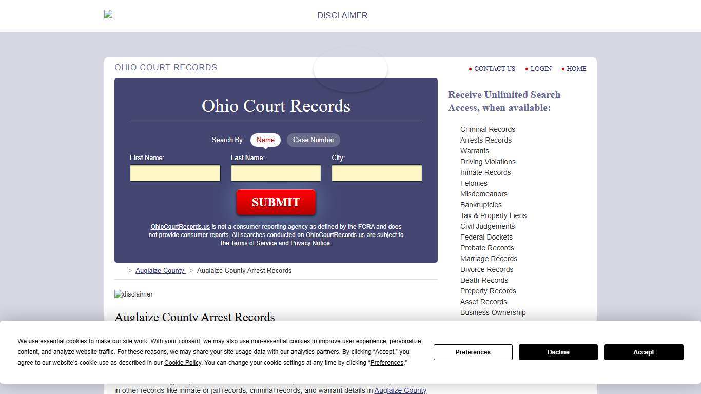 Auglaize County Arrest Records | OhioCourtRecords.us